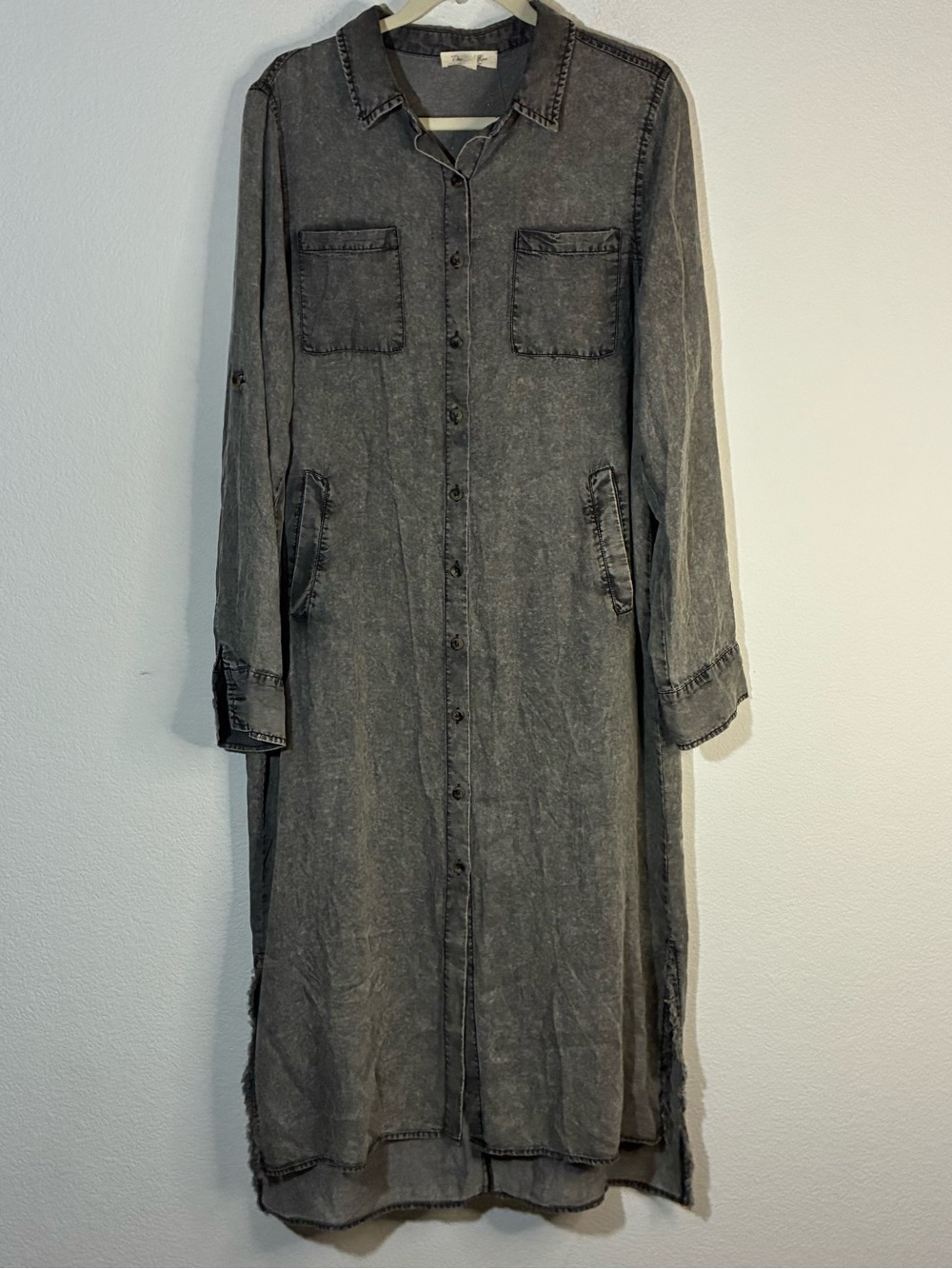 DOE & RAE TENSILE RAW HEM MIDI DRESS, LARGE NEW WITH TAGS